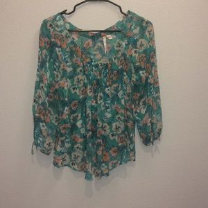 SALE! LAUREN CONRAD Sheer Floral Bttn Dwn Top Sz S
